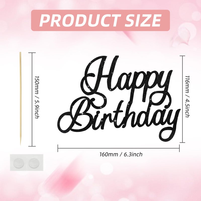 بيشيدا Beishida 1 حزمة عيد ميلاد سعيد توببر سوداء بريق الديكور ديكور 15th 18th 18th 30th كعكة عيد الميلاد الزخرفة للرجال لوازم الحفلات - Image 2