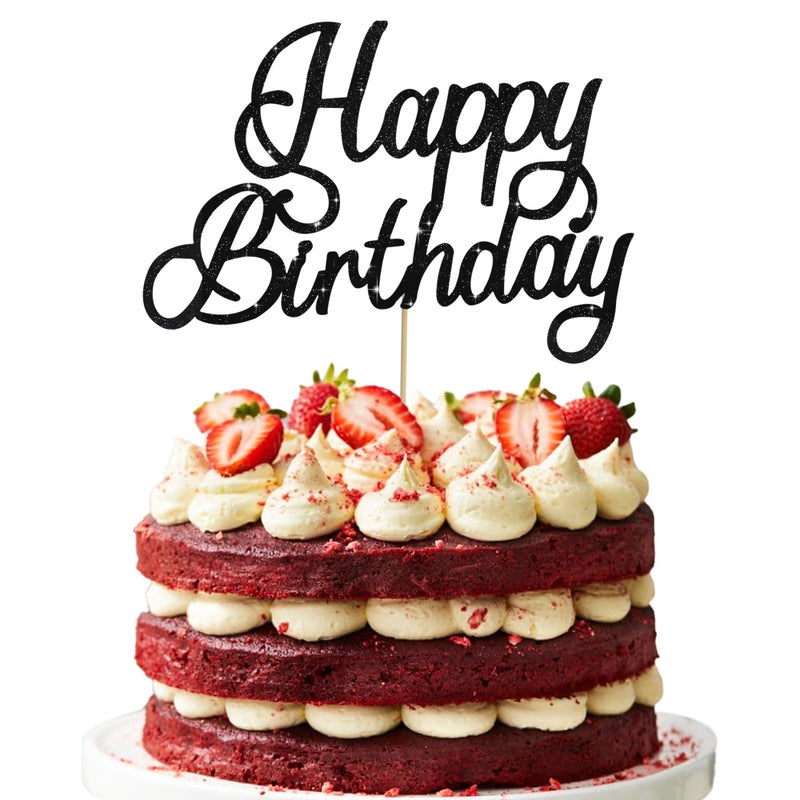 بيشيدا Beishida 1 حزمة عيد ميلاد سعيد توببر سوداء بريق الديكور ديكور 15th 18th 18th 30th كعكة عيد الميلاد الزخرفة للرجال لوازم الحفلات - Image 1