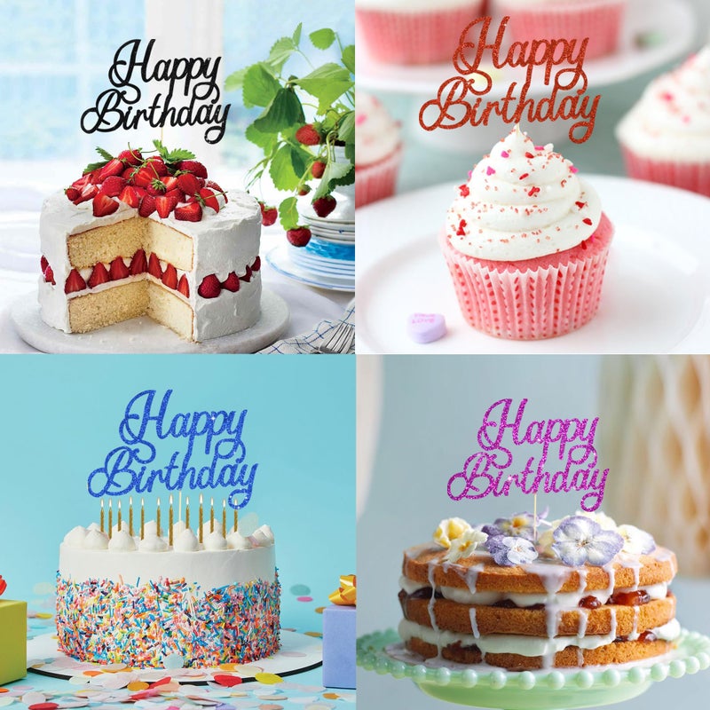 بيشيدا Beishida 1 حزمة عيد ميلاد سعيد توببر سوداء بريق الديكور ديكور 15th 18th 18th 30th كعكة عيد الميلاد الزخرفة للرجال لوازم الحفلات - Image 5