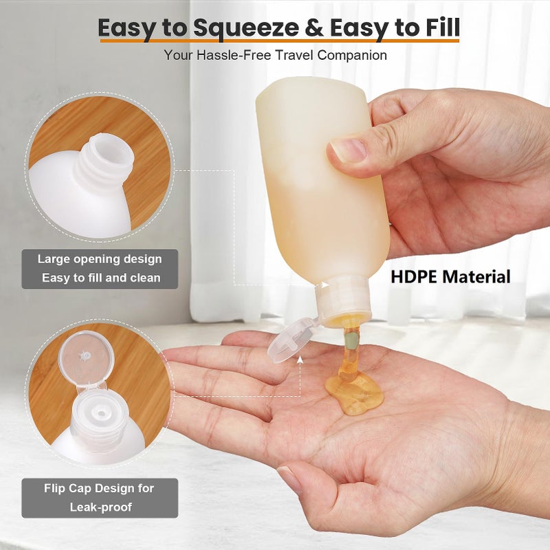 Cosywell Travel Bottles for Toiletries 9PCS Shampoo Bottles TSA Approved Toiletry Bottle Leakproof Plastic Cream Jars Refillable Cream Lotion Travel Essential Toiletrie(White) - Image 4