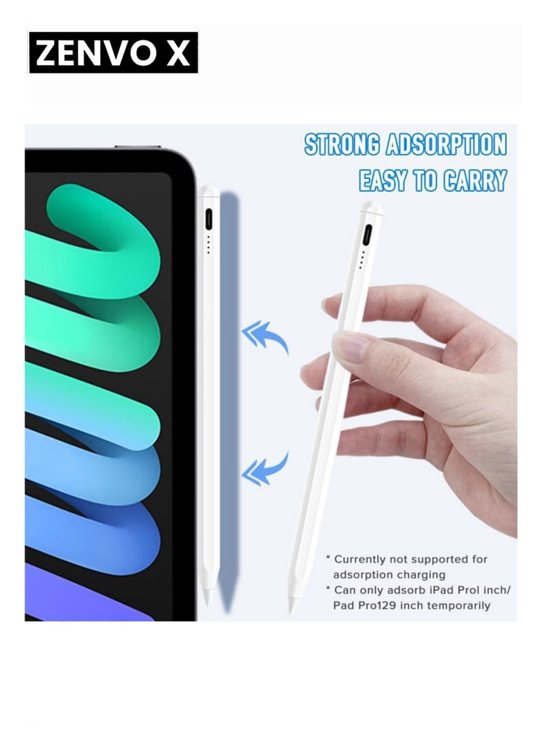 zenvo X - Pens for Touch Screens, Magnetic Adsorption, Fast Charge, High Precision Stylus for iPad (2018-2022), iPad (10/9/8/7/6th), iPad Pro (11/12.9in), iPad Mini (6/5th), iPad Air (5/4/3rd Gen) - Image 1