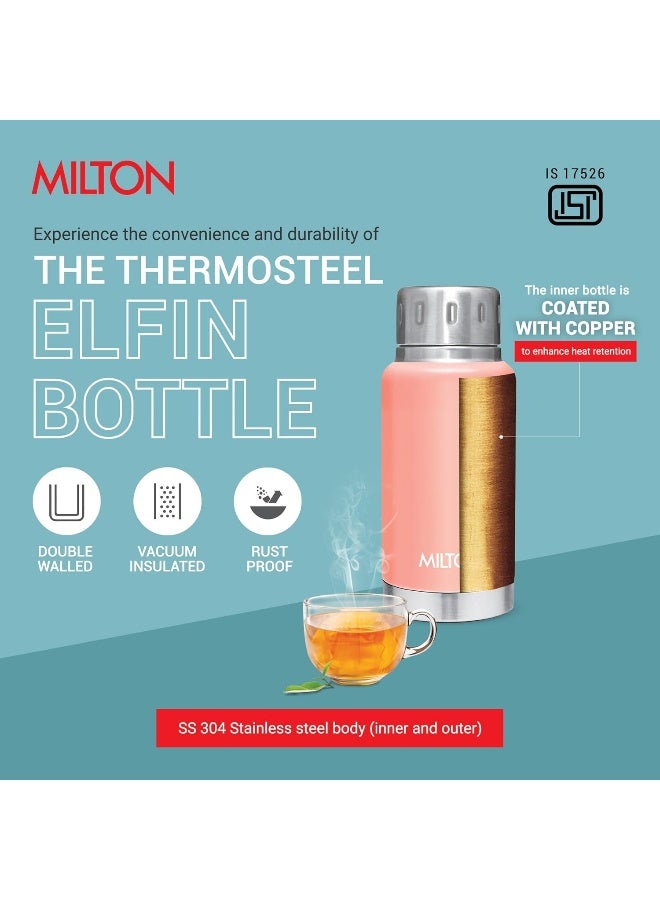 Milton 160ml Stainless Steel Water Bottle – Small Vacuum Insulated Flask Keeps Drinks Hot or Cold for 24 Hours, Leakproof Metal Flask for Travel, Office, Gym & School – Elfin Peach - Image 4