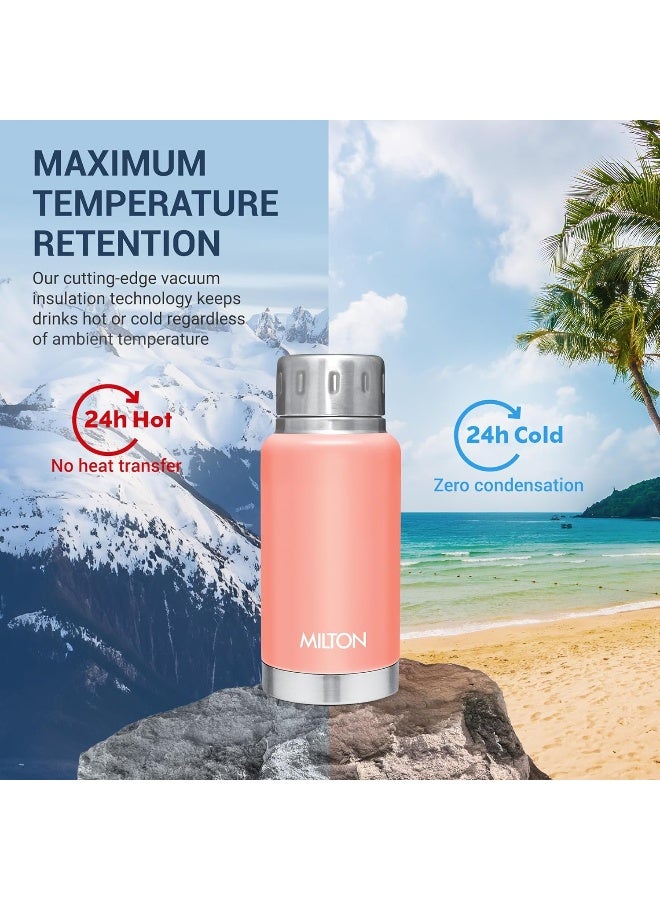 Milton 160ml Stainless Steel Water Bottle – Small Vacuum Insulated Flask Keeps Drinks Hot or Cold for 24 Hours, Leakproof Metal Flask for Travel, Office, Gym & School – Elfin Peach - Image 3