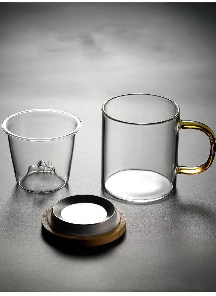 ALSAHAH - Set Of Mug And Strainer With Lid Clear Tea And Water Separation Cup Creative Mountain View High Temperature Resistant 3-Piece Water Cup Home Souvenir High Color Cup 500ml - Image 1