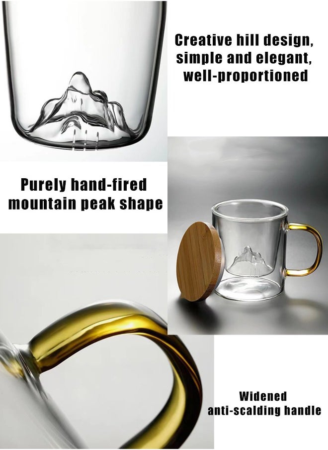 ALSAHAH - Set Of Mug And Strainer With Lid Clear Tea And Water Separation Cup Creative Mountain View High Temperature Resistant 3-Piece Water Cup Home Souvenir High Color Cup 500ml - Image 1