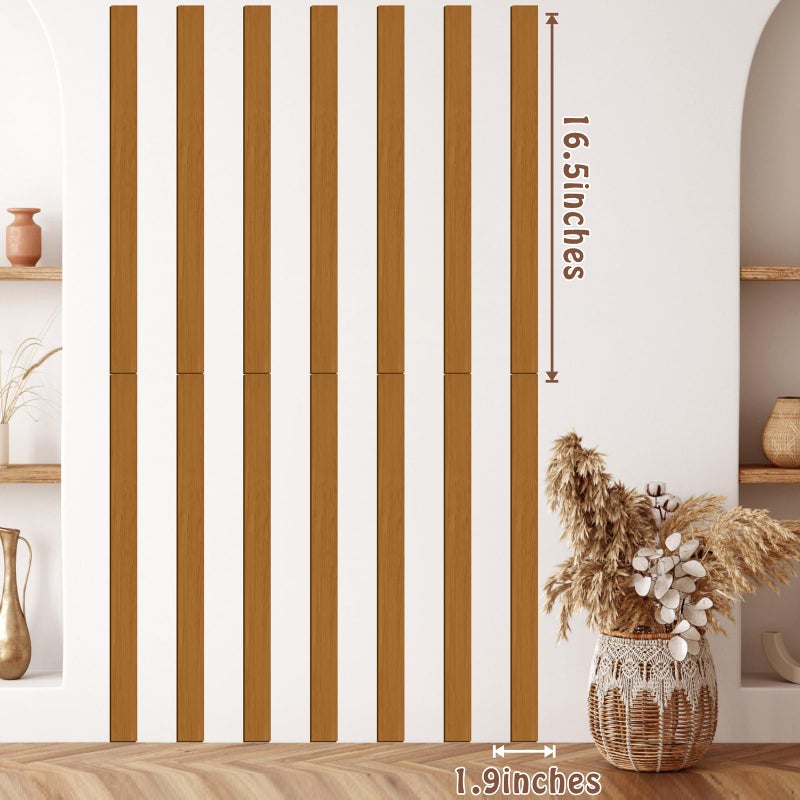 Easma 14 Pcs Large Rustic Wooden Wall Decor Striped Art Decoration Geometric Line Art Decal for Living Room Bedroom Mid Century Modern Decor Accent Murals for Office Farmhouse Home Indoor Decor 16.5"x2.0" - Image 4
