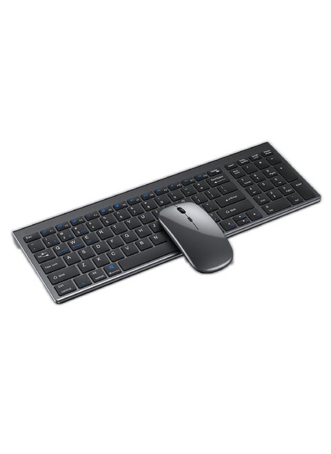 Full size Rechargeable 2.4G Wireless & Bluetooth Keyboard+Mouse set for PC Laptop Desktop iMac iPad iPhone