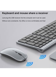 Protect Full size Rechargeable 2.4G Wireless & Bluetooth Keyboard+Mouse set for PC Laptop Desktop iMac iPad iPhone  - Image 4