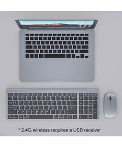 Protect Full size Rechargeable 2.4G Wireless & Bluetooth Keyboard+Mouse set for PC Laptop Desktop iMac iPad iPhone  - Image 3