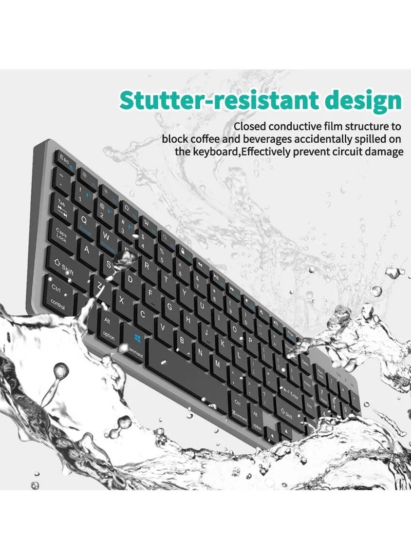 بروتيكت مجموعة كيبورد و ماوس قابلة لإعادة الشحن 2.4G + بلوتوث بحجم كامل للكمبيوتر الشخصي، اللابتوب، سطح المكتب، آي ماك، آيباد، آيفون | توصيل وتشغيل، مدمجة ومريحة - Image 4