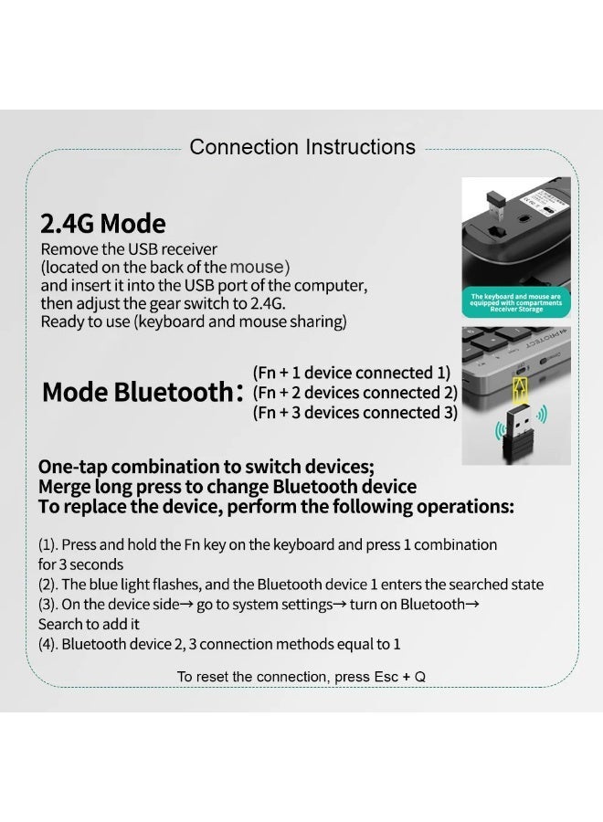 Protect Rechargeable Bluetooth Keyboard and Mouse Combo | Slim Silent Full Size | Multi-Device for PC Laptop Desktop MacBook iPad iPhone Android - Image 4