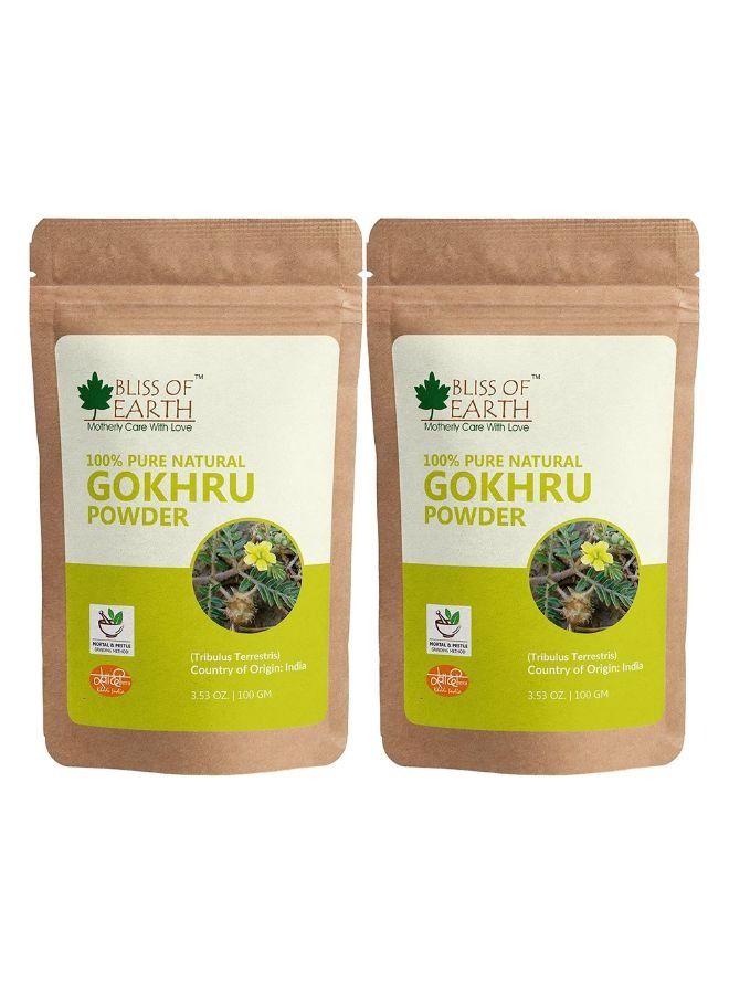 Bliss of earth gokhru powder Tribulus Terrestris 100gm versatile herbs use in Strengthen Muscles Helps Cure Coughing Pack of 2 - Image 1