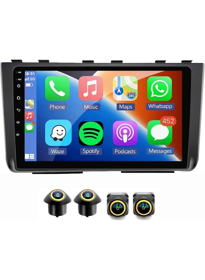Vierex Fit Hyundai CRETA Car Stereo CRETA IX25 Android Screen 2020-2023 With Apple Carplay Android Auto Wireless WiFi DSP FM&AM BT AHD Camera Included Fast Interface QLED (4+32GB 360D Cameras) - Image 1