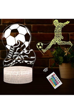 althiqahkey Soccer Multicolor Night Light 3D Football Illusion Lamps for Boys 2 in 1 with Remote and Smart Touch 7/16 Colors+16 Colors Changing Acrylic Light Best Holiday Gift for Boy Girl Kid  - Image 1