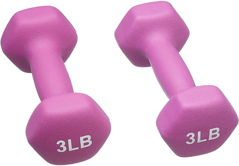 FUXION Neoprene Dumbbell Hand Weights, Sets of 2 with Multiple Weight Options, Hexagon Non-Slip Weights for Home Gym Yoga Pilates Workout, pink - Image 2