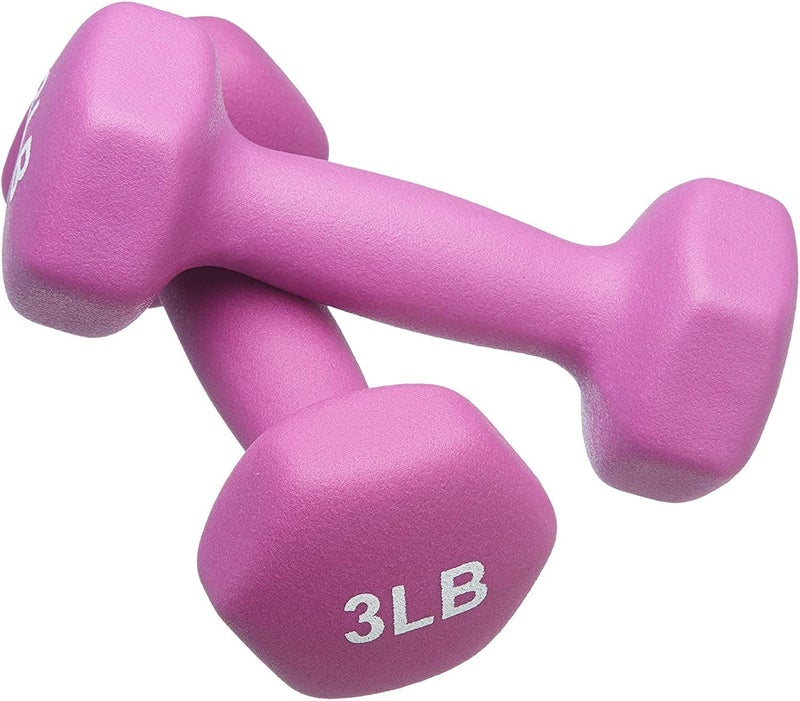 FUXION Neoprene Dumbbell Hand Weights, Sets of 2 with Multiple Weight Options, Hexagon Non-Slip Weights for Home Gym Yoga Pilates Workout, pink - Image 1