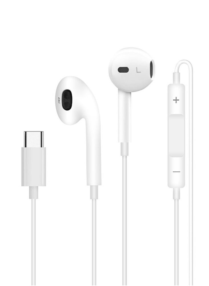 GRABIT - Wired Type-C Stereo Headset Clear Sound & Comfort Enjoy deep bass, clear calls, and easy controls with 14mm drivers and a built-in mic. Ergonomic, tangle-free design for all-day comfort. Compatible with Samsung, OnePlus, Xiaomi, Huawei, HONOR, Google Pixel, iPads, MacBooks, and more. - Image 1