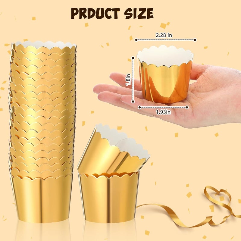 اسرلي وايت 100 قطعة من بطانات الكب كيك المصنوعة من رقائق الألومنيوم وأكواب الخبز المتينة وأغلفة الكب كيك - Image 2