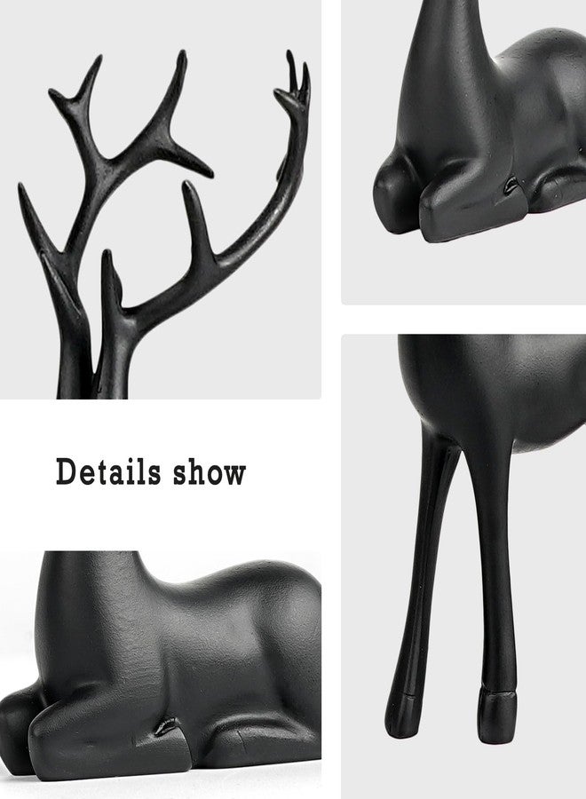 Bonlting 2 Pcs Christmas Reindeer Sculpture, Resin Deer Christmas Decoration, Matte Black Resin Elk Statues for Home Decor, Ideal for Living Room, Bedroom, Office, Bookshelf, and Desk Ornaments - Image 4