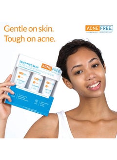 AcneFree Acne Free 3-Step Acne Treatment Kit with Salicylic Acid Face Wash, Alcohol-Free Toner, & Benzoyl Peroxide Lotion for Sensitive Skin and Fighting Breakouts, 24 Hour Face Clearing System  - Image 4