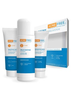AcneFree Acne Free 3-Step Acne Treatment Kit with Salicylic Acid Face Wash, Alcohol-Free Toner, & Benzoyl Peroxide Lotion for Sensitive Skin and Fighting Breakouts, 24 Hour Face Clearing System  - Image 1