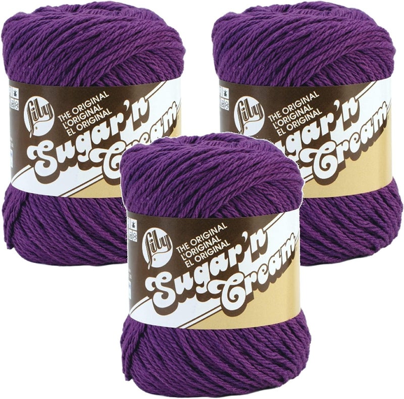 Lily Bulk Buy Lily Sugar n Cream Solids 100 Cotton Yarn 3Pack Black Currant 1318