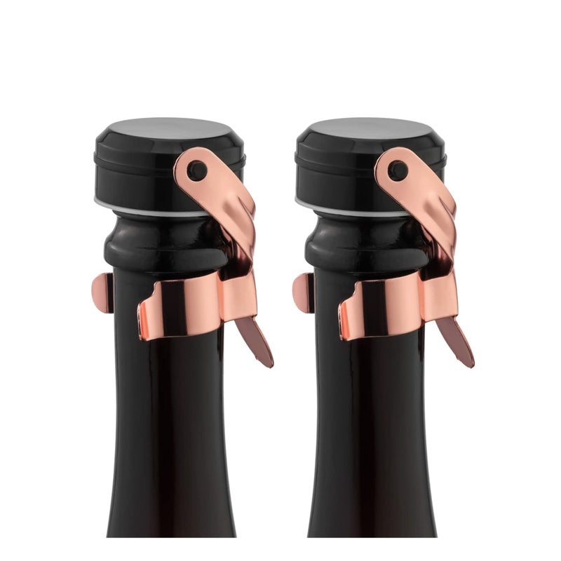 Zikra 2 Pack Rosegold Champagne Wine Bottle Stoppers Stainless Steel with Food Grade Silicone, Leak Proof Keep Fresh Reusable Saver - Image 1