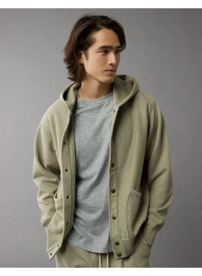 امريكان ايجل AE Heavyweight Fleece Button-Up Hoodie