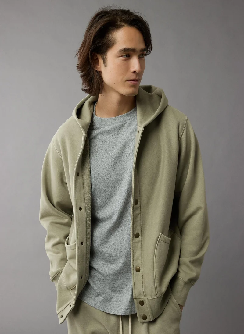 American Eagle AE Heavyweight Fleece Button-Up Hoodie