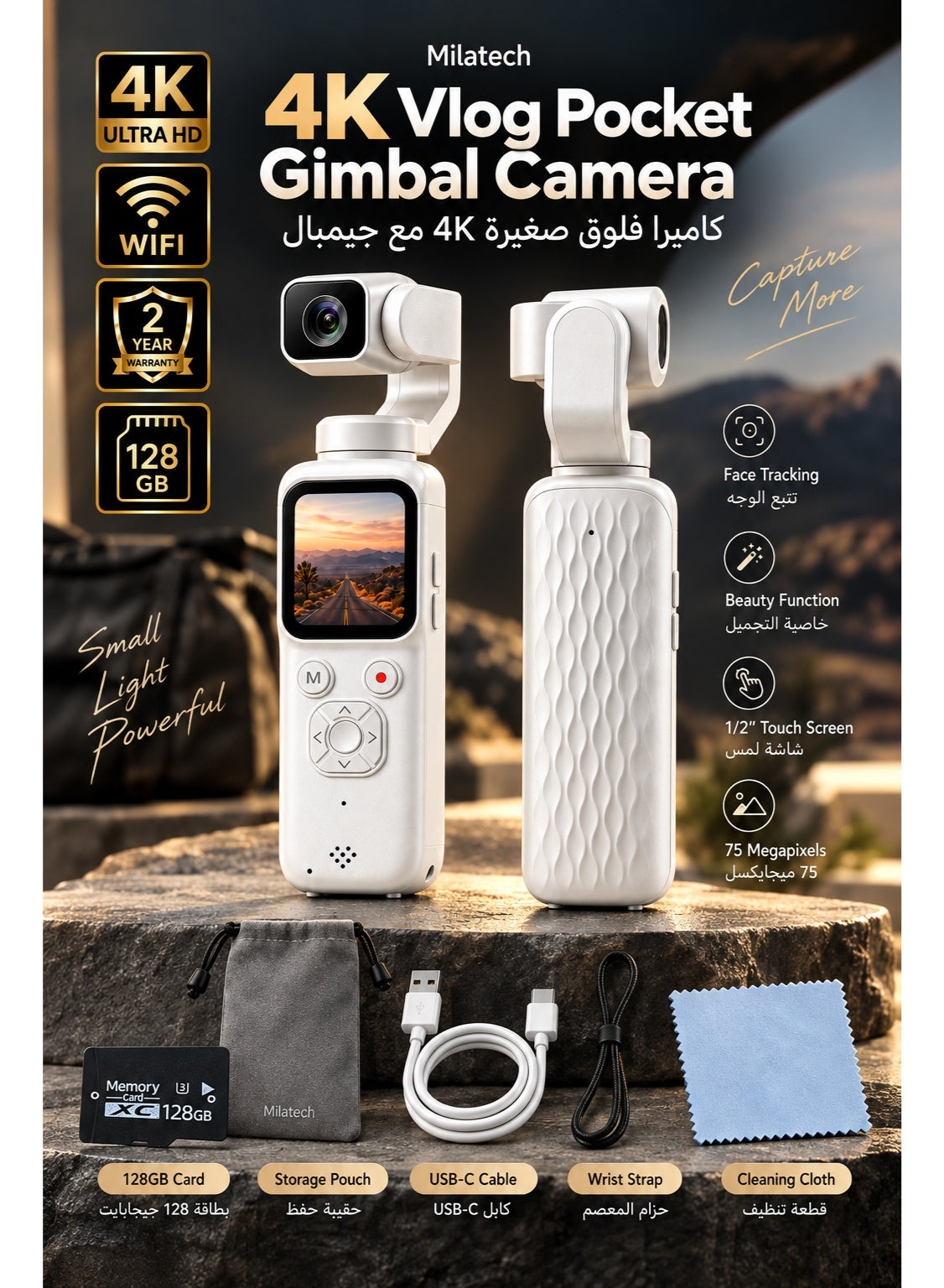 Milatech Milatech Pocket Vlogging Camera 128GB Z8DC405C7390E7A53606BZ