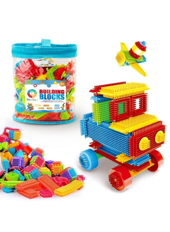 teytoy My First Baby Building Toys, 150pcs Bristle Shape 3D Building Blocks Toy Set, STEM Educational Preschool Toys, Building Blocks for Kids Ages 4-8 Years Old - Image 1