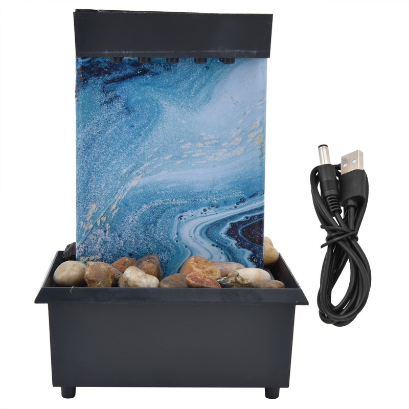 3V USB Marble Water Fountain Ornaments LED Tabletop Fountain with Stones for Home Office Table Decoration - Image 1