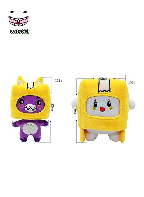 2 Pack Lankybox Boxy and Foxy Plush Toys, Cute Plush Pets for Holidays Kids Classroom School Pets Party Favors Decorations, Gifts for Kids and Adults