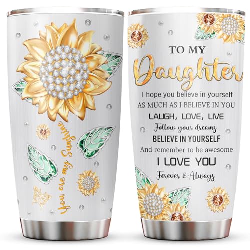Muilzon Daughter Gift from Mom/Dad Tumblers 20oz - Gifts for Daughter from Mother/Father Coffee Mug - Christmas Mothers Day Birthday Gift Ideas for Adult Daughters Cup - Image 1
