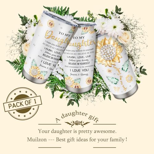 Muilzon Daughter Gift from Mom/Dad Tumblers 20oz - Gifts for Daughter from Mother/Father Coffee Mug - Christmas Mothers Day Birthday Gift Ideas for Adult Daughters Cup - Image 5