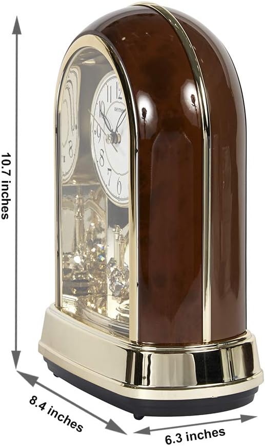 Rhythm Clocks Rhythm Clocks Crystal Dulcet II Musical Motion Mantel Clock Woodgrain  - Image 2