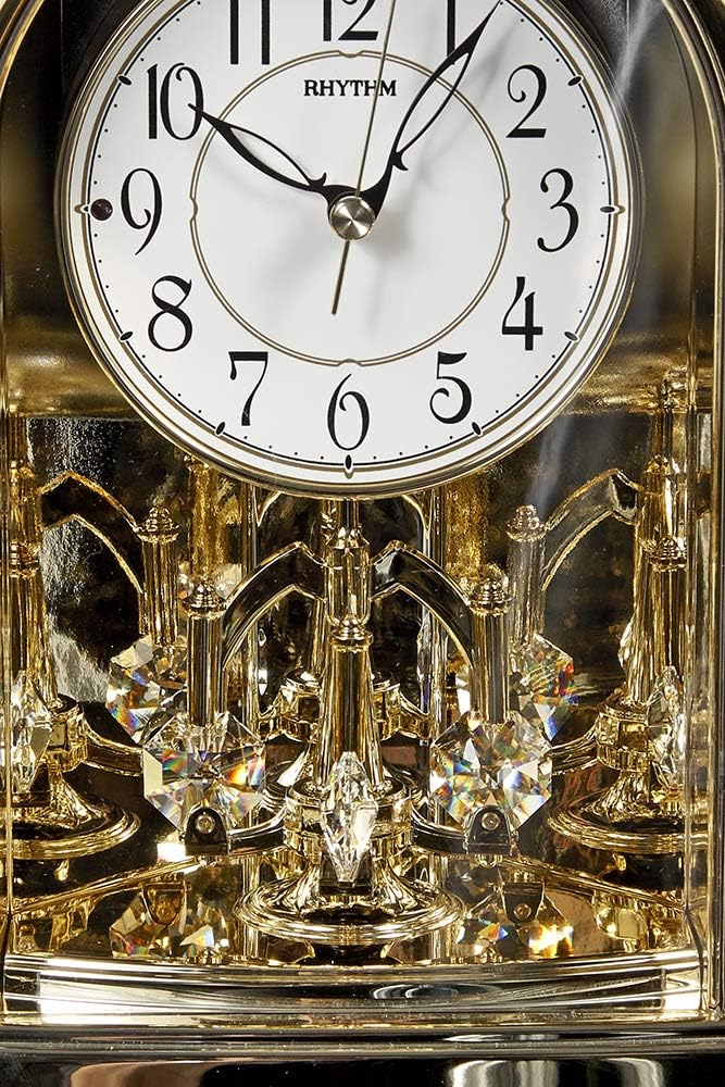 Rhythm Clocks Rhythm Clocks Crystal Dulcet II Musical Motion Mantel Clock Woodgrain  - Image 4