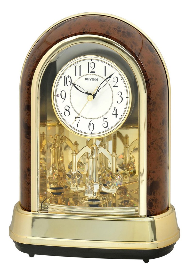 Rhythm Clocks Rhythm Clocks Crystal Dulcet II Musical Motion Mantel Clock Woodgrain  - Image 1