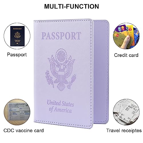 QEYMN Passport Holder, Passport Holder Women, Passport Covers Travel Must Haves, Travel Passport Wallet for Men, 1 Pack Passport Case Passport Protector for Travel Airport Essentials, Light Purple - Image 5
