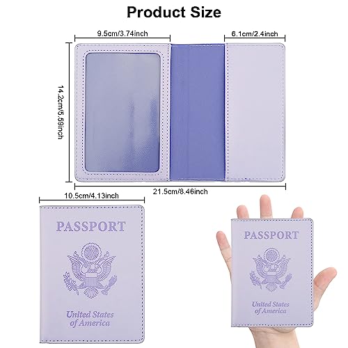 QEYMN Passport Holder, Passport Holder Women, Passport Covers Travel Must Haves, Travel Passport Wallet for Men, 1 Pack Passport Case Passport Protector for Travel Airport Essentials, Light Purple - Image 2