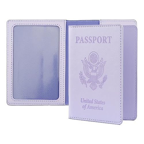 QEYMN Passport Holder, Passport Holder Women, Passport Covers Travel Must Haves, Travel Passport Wallet for Men, 1 Pack Passport Case Passport Protector for Travel Airport Essentials, Light Purple - Image 1