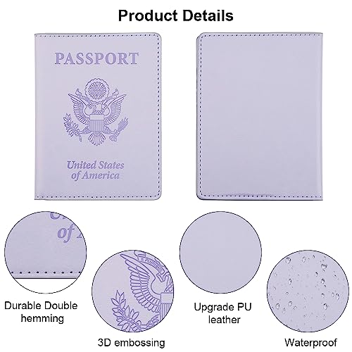 QEYMN Passport Holder, Passport Holder Women, Passport Covers Travel Must Haves, Travel Passport Wallet for Men, 1 Pack Passport Case Passport Protector for Travel Airport Essentials, Light Purple - Image 4