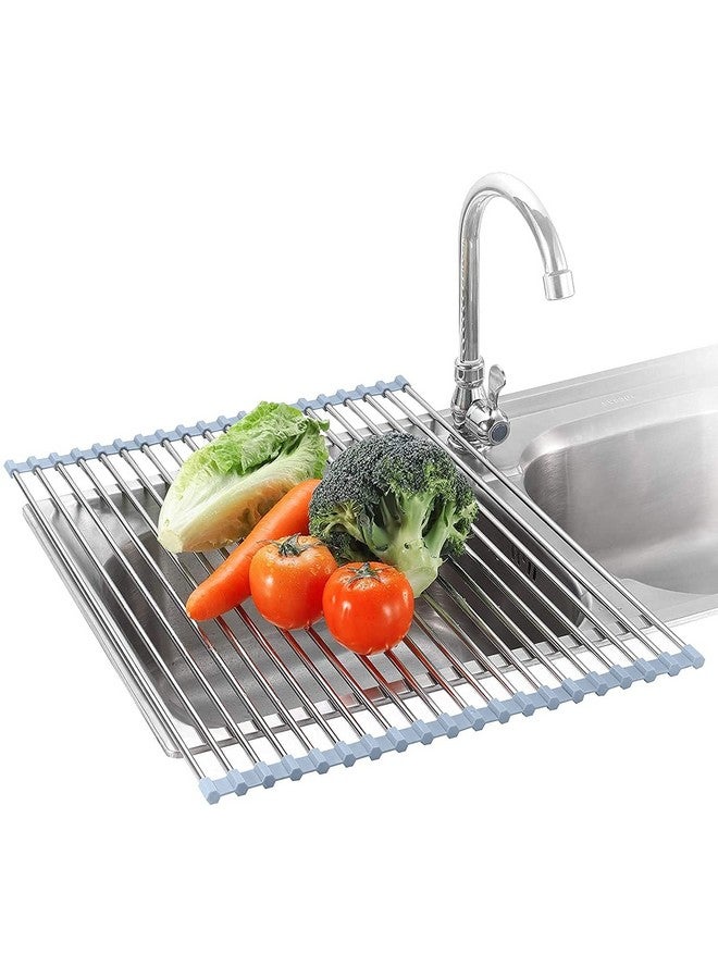 Seropy Roll Up Dish Drying Rack Over The Sink for RV Sink 17.5x15.7 in Kitchen Drying Rack Folding Dish Drainer Mat Rolling Dish Rack Foldable Rack Stainless Steel Wide Kitchen Dry Rack - Image 1