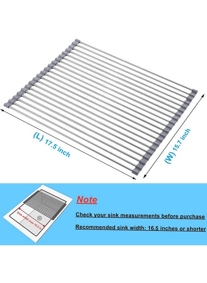 Seropy Roll Up Dish Drying Rack Over The Sink for RV Sink 17.5x15.7 in Kitchen Drying Rack Folding Dish Drainer Mat Rolling Dish Rack Foldable Rack Stainless Steel Wide Kitchen Dry Rack - Image 3