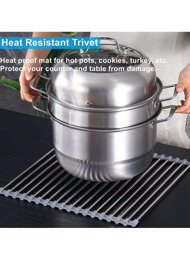 Seropy Roll Up Dish Drying Rack Over The Sink for RV Sink 17.5x15.7 in Kitchen Drying Rack Folding Dish Drainer Mat Rolling Dish Rack Foldable Rack Stainless Steel Wide Kitchen Dry Rack - Image 5