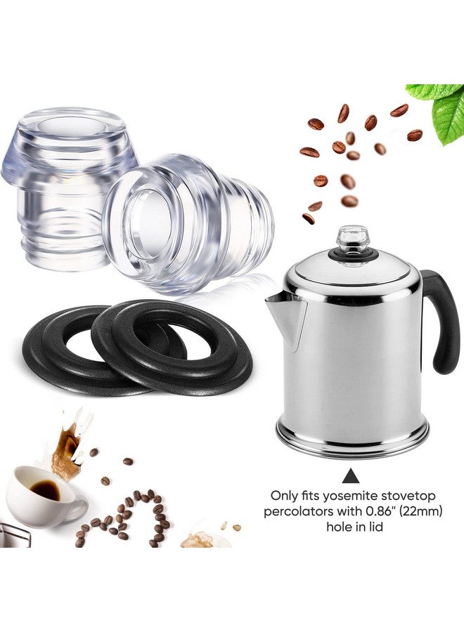 Lounsweer Lounsweer 2 Sets Percolator Parts Top and Washer Ring Compatible with Farberware Yosemite Coffee Percolators Replacement Transparent Coffee Pot Filters  - Image 4