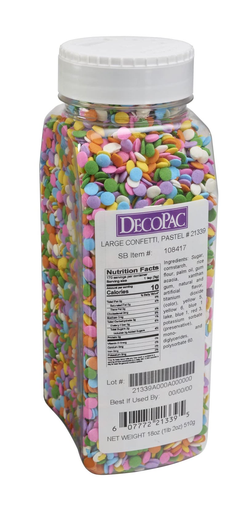 DECOPAC Quins Fancy Sprinkles 195oz Candy Sprinkles in Handheld Container Edible Sprinkles For Celebration Cakes Cupcakes Cookies Large Pastel Quins - Image 2