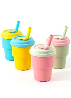 Generic Kids Cups With Straws And Lids Kids Tumbler Set Bpa Free Toddler Straw Cups With Silicone Sleeves And Silicone Straws With Stopper, Spill Proof Cups For Kids  - Image 1