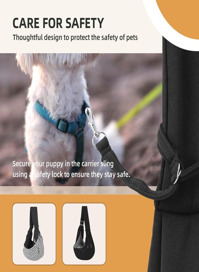 Riuja Adjustable Dog Carrier Sling - Hand-Free Dog Carriers for Small Dogs and Cats, Puppy Sling Carrier with Zipper Purse Pocket, Travel Safety Harness, Puppy Essentials(Black) - Image 5