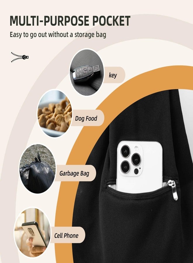 Riuja Adjustable Dog Carrier Sling - Hand-Free Dog Carriers for Small Dogs and Cats, Puppy Sling Carrier with Zipper Purse Pocket, Travel Safety Harness, Puppy Essentials(Black) - Image 2